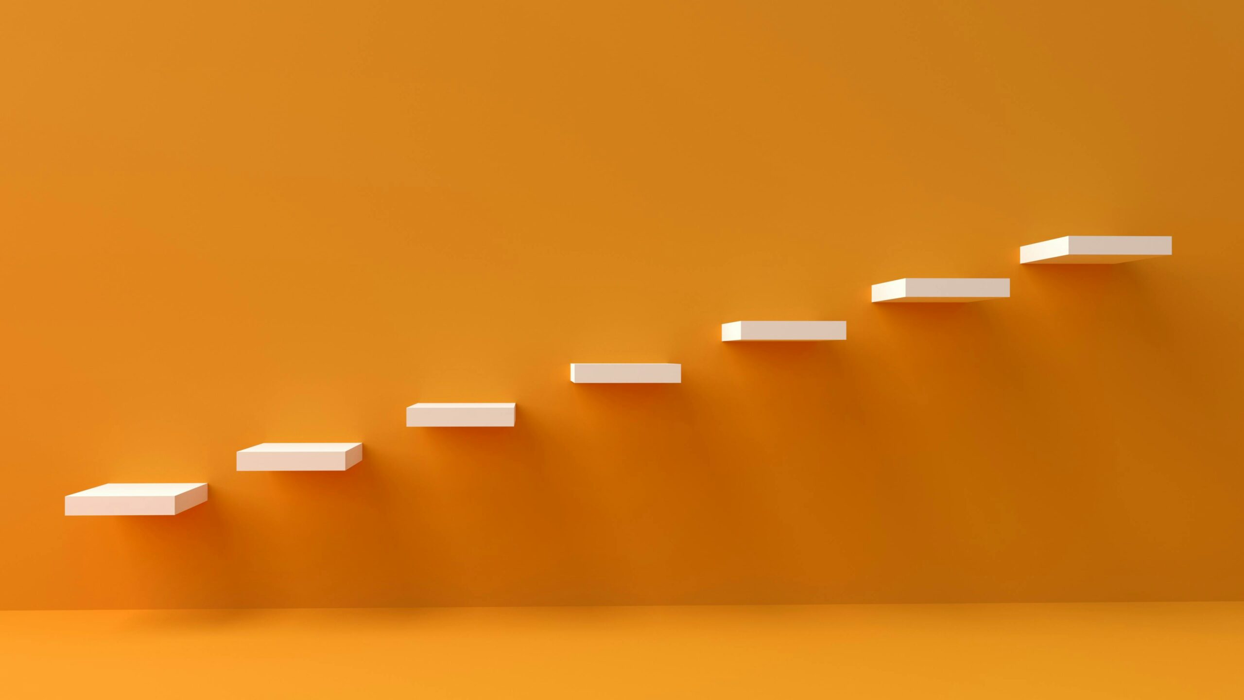 échelle sur mur orange